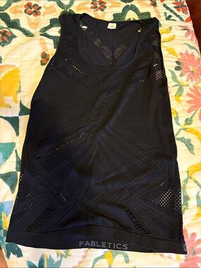 Fabletics Black Laser-Cut Performance Tank
